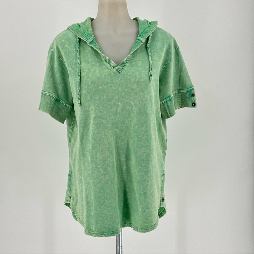 Sew In Love Green Tye Dye Mint Hooded Short Sleeve Hooded Top Womens Siz…